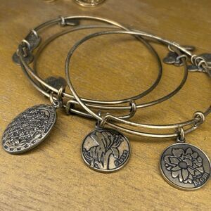 Alex and Ani Bracelet Set of three Mother daughter Sister Floral Gold charm